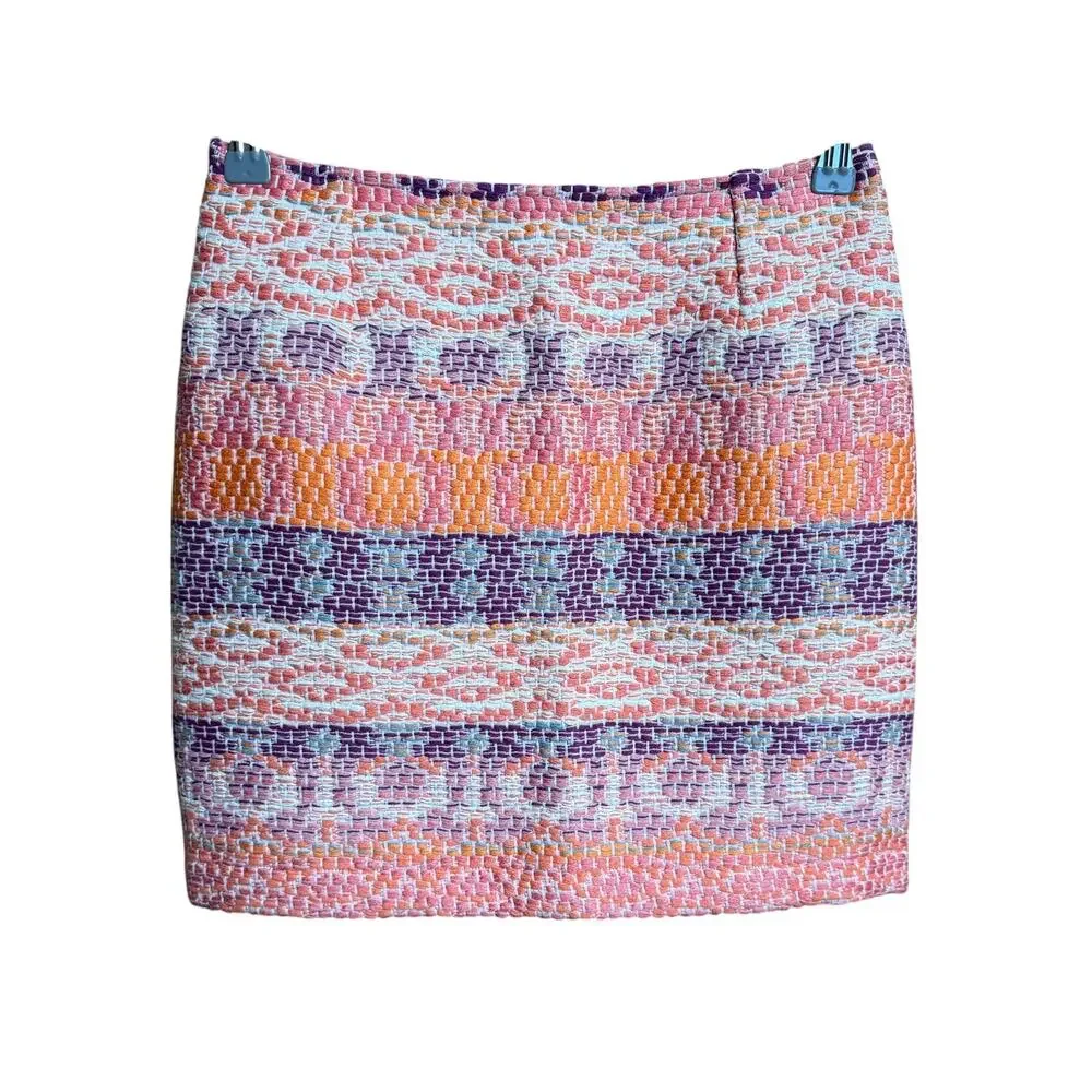 Sessùn Travis Woven Jacquard Mini Skirt Women's EU 34 US 2 Pink Orange Textured